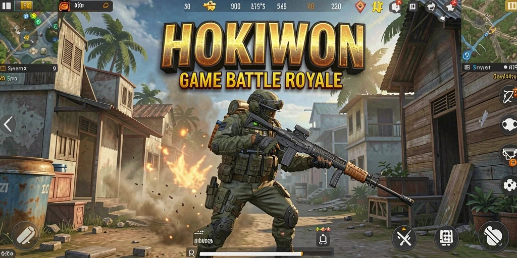 Gameplay Battle Royale yang mendebarkan dalam HOKIWON.