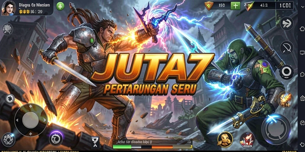 Screenshot JUTA7 menampilkan aksi bertarung yang intens di gameplay.