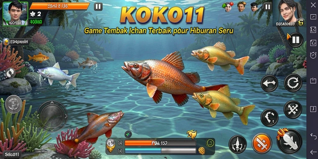 Screenshot gameplay KOKO11 menampilkan aksi menembak ikan yang seru dan menarik.