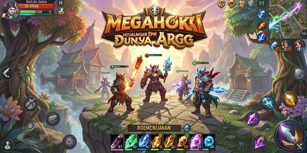 Tampilan gameplay epik MEGAHOKI dengan pertarungan seru.