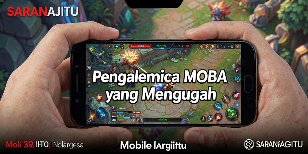 Screenshot SARANAJITU menampilkan pertarungan intens dalam arena MOBA.